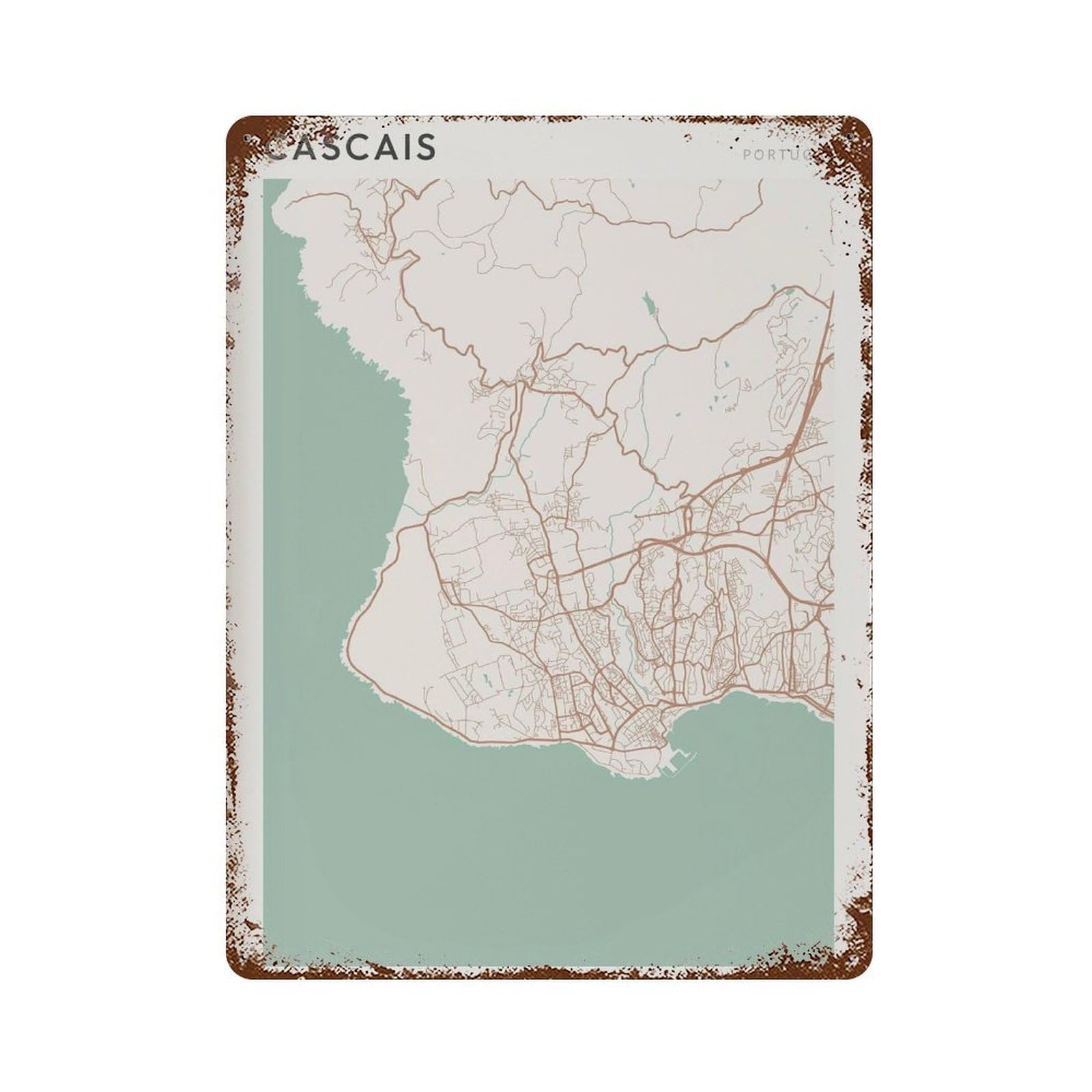xiaoxiaoshen Cascais Map Portugal Travel Gift Scandi (2) Wall Decor Art Metal Tin Poster Modern Home Decor Art Home Bar Shop Decorations Vintage Sign 40x30cm