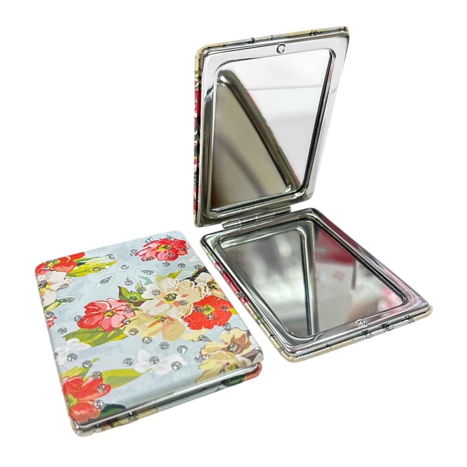 FEELHIGH Mirror for Makeup Magnifying Compact Hand Mirror for Women, Girls with 2X 1x Zoom - Folding Pocket Double Sided Makeup Mirror for Purse (Rectangle - Modern)-image-9