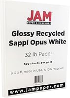 Vista 5 de JAM Paper Papel brillante de 8 1/2 x 11 pulgadas, 32 libras, blanco de 2 caras, 100