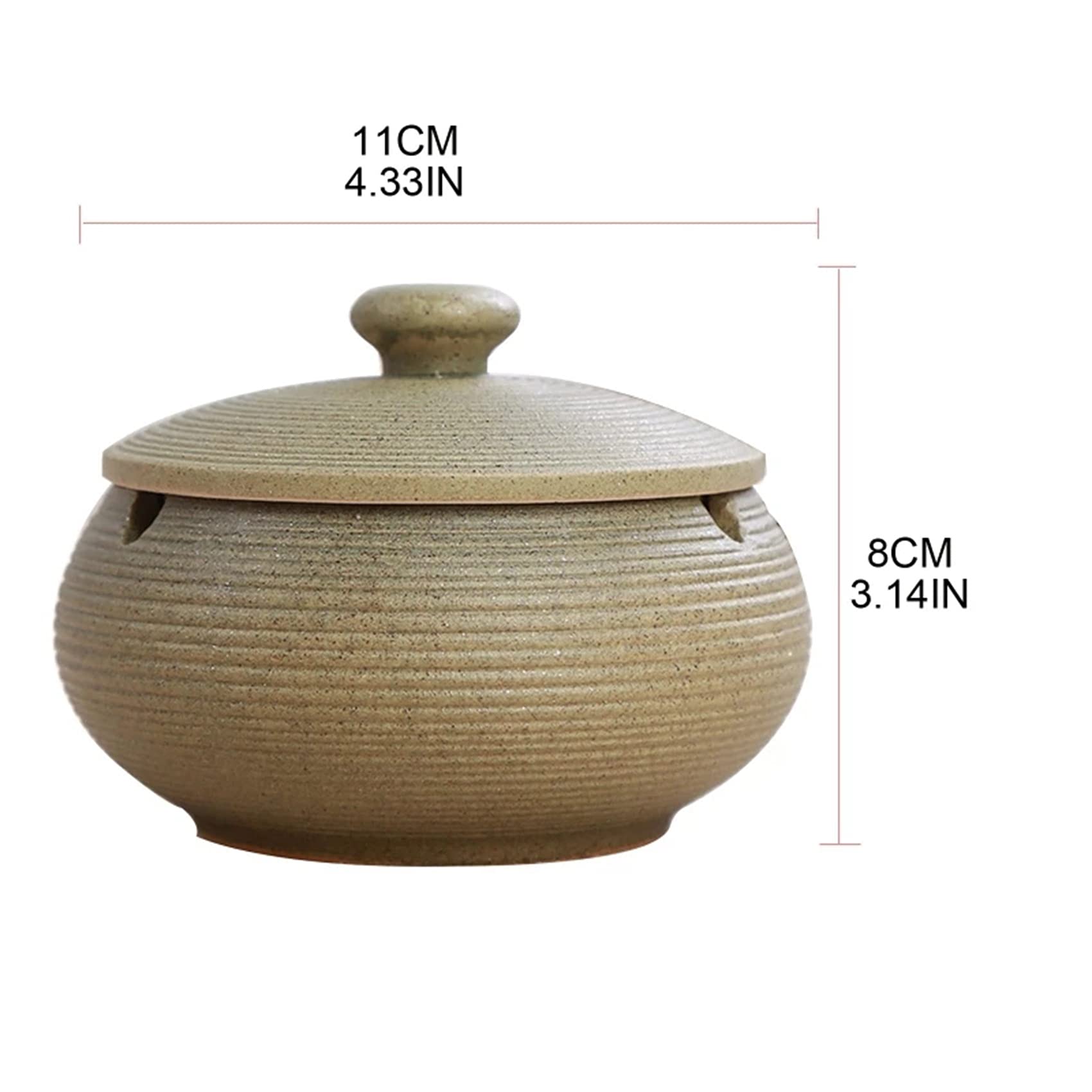 Lot de 2 cendriers en céramique avec couvercle coupe-vent pour l'intérieur et l'extérieur - Vert