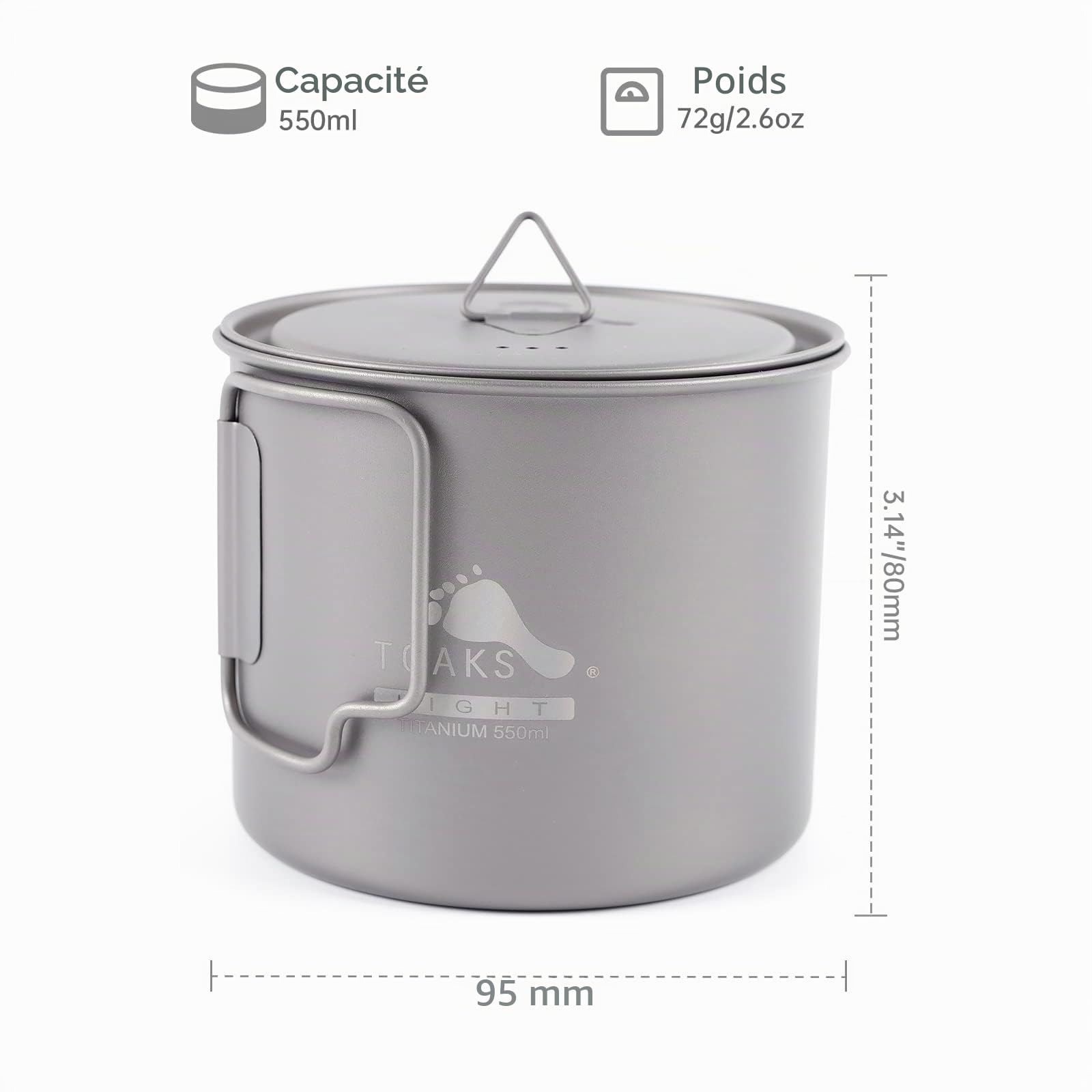 TOAKS Pot en titane ultra léger pour camping en plein air