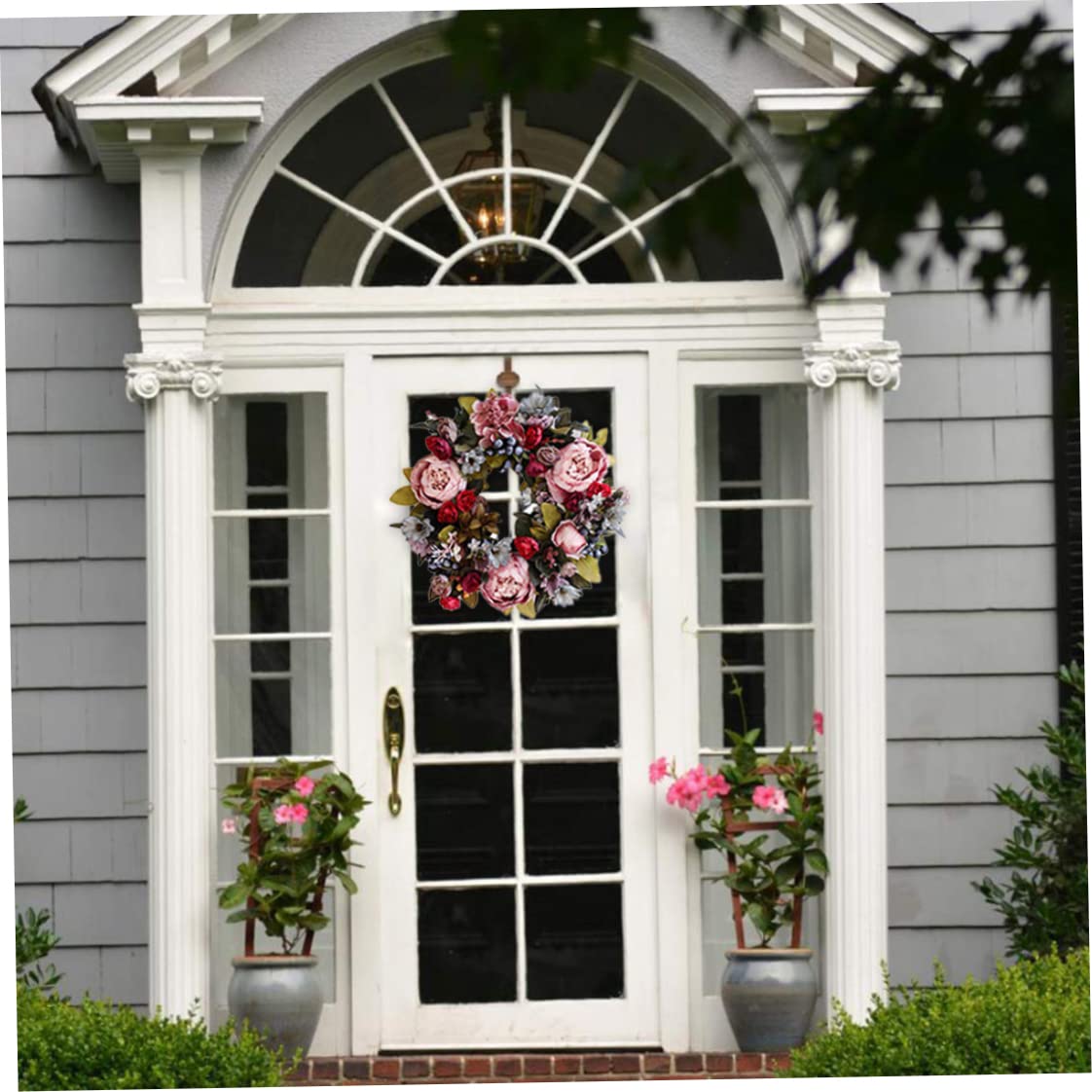 Künstlicher Pfingstrosenkranz, 35 cm, zum Aufhängen, Simulation Frühling, dekorative Kränze, Girlandendekoration für Tür, Fenster, Zuhause, Büro, Sommer-Türkranz