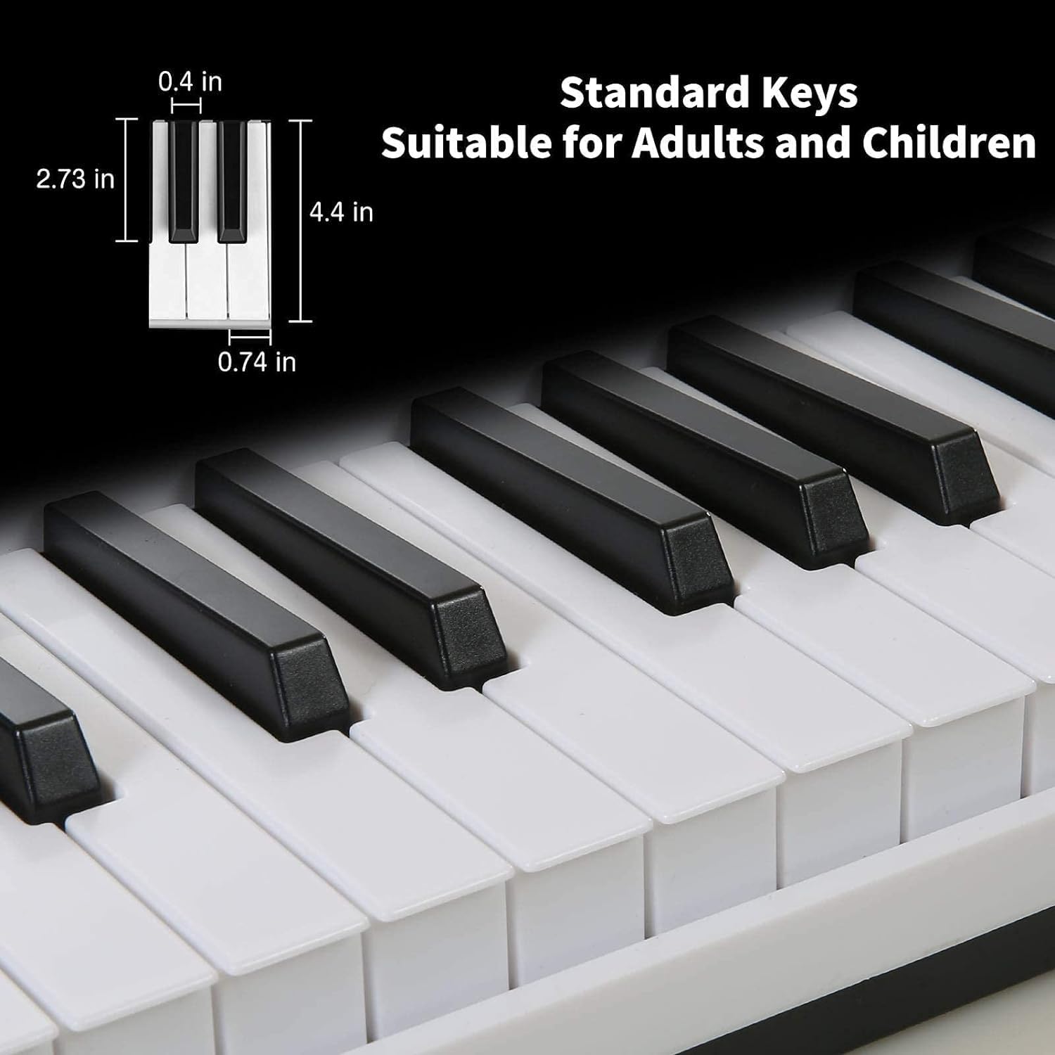 Dimensions of the standard keys on the Hricane keyboard