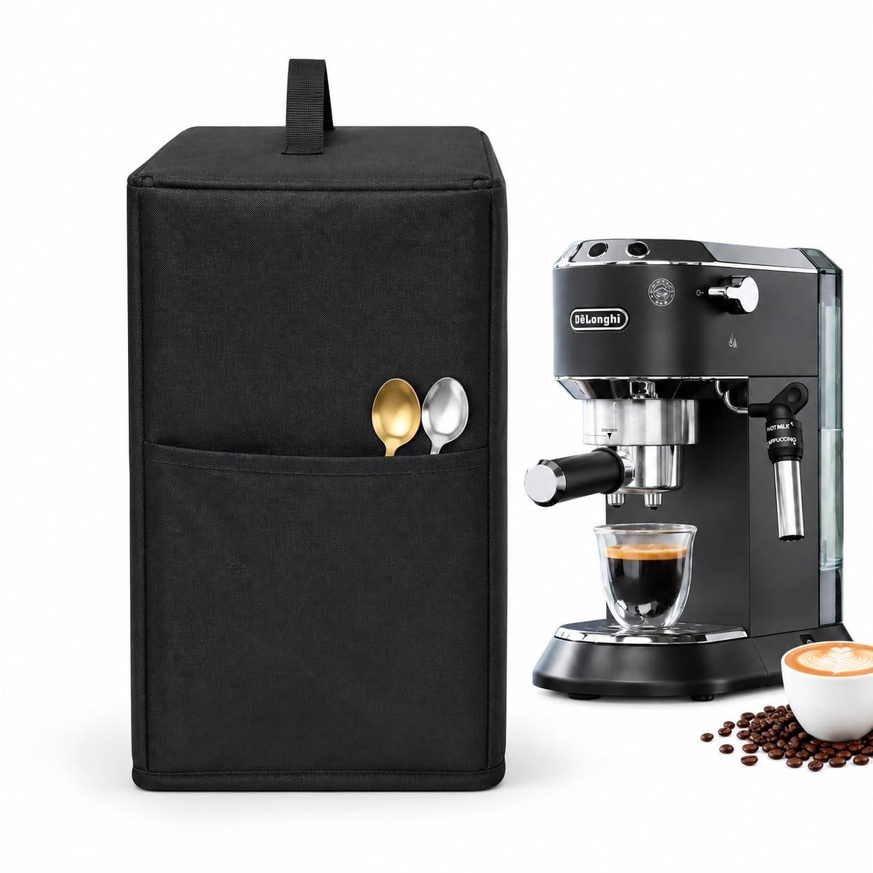 coffee machine cover for espresso machine, 17 x 35 x 31 cm, black | dustproof & waterproof, washable, black, espresso machine cover, kitchen appliance protector