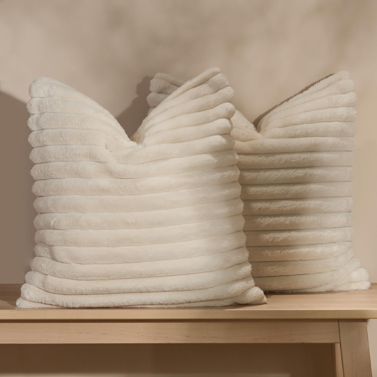 OHS Faux Fur Cushion Cover 45 cm x 45 cm Natural