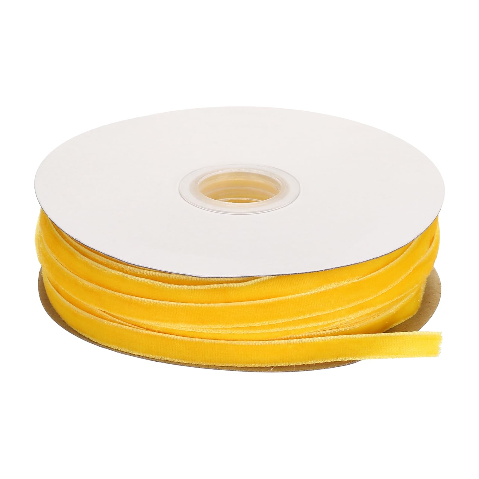 sourcing map Velvet Ribbon 1/4 Inch x 50 Yard Single Face Spool Silky Velvet Fabric for Bouquets DIY Crafts Gift Wrapping Wedding Party Ginger Yellow โ image 1