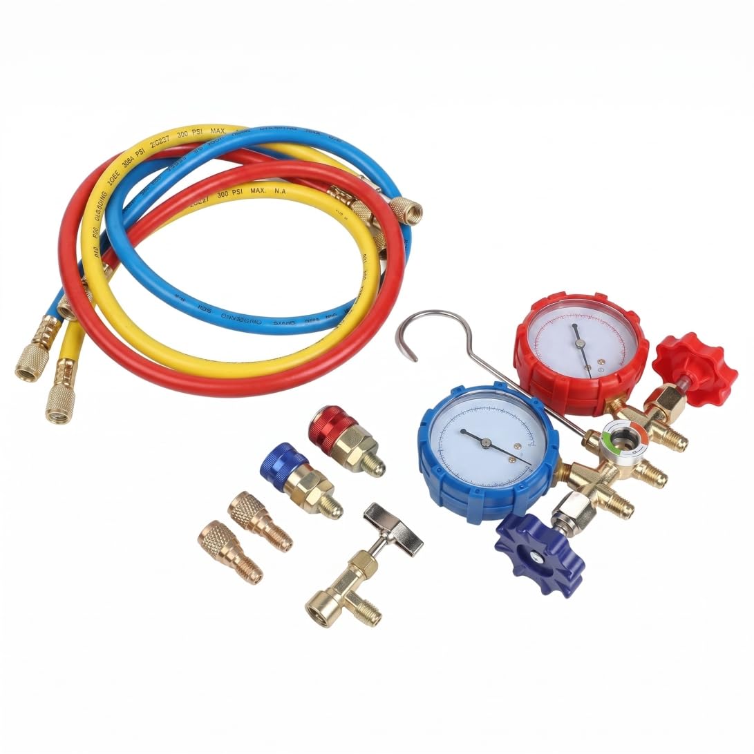 Set manometro AC accurato in rame per refrigerante R22 e R134A, strumento diagnostico professionale per climatizzazione automobilistica, kit di manutenzione