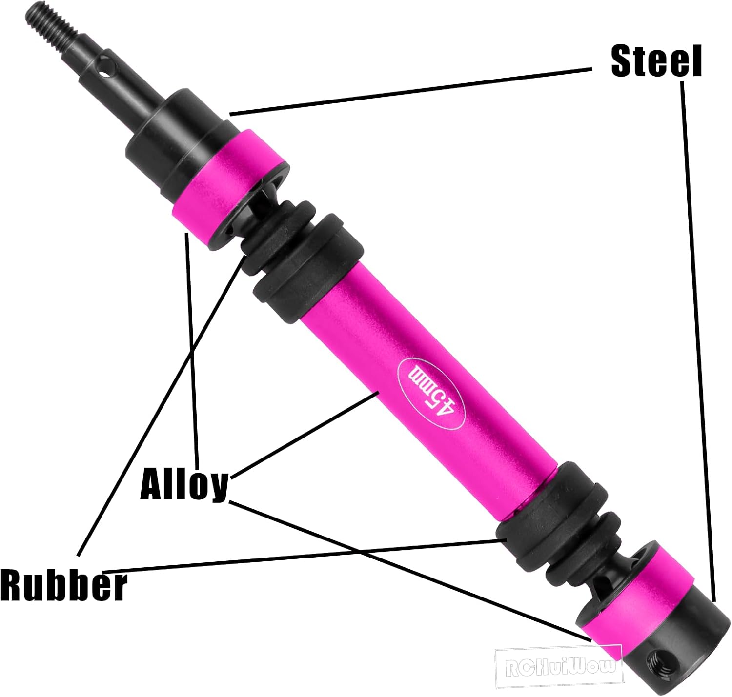 RC Driveshafts Axles Upgrades Part for 1/10 Gorgon 2WD RTR Brushed Monster Truck(ARA3230T1),Front Rear Metal Drive Shafts CVD,Pink