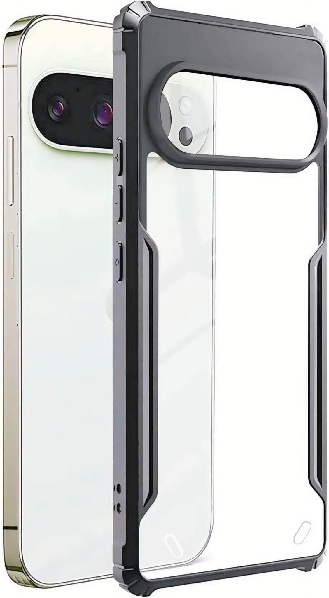 Shockproof Crystal Clear Back Cover Case for Google Pixel 9/9 Pro | 360 Degree Protection | Protective Design | Transparent Back Cover Case (PC & TPU, Black Bumper)