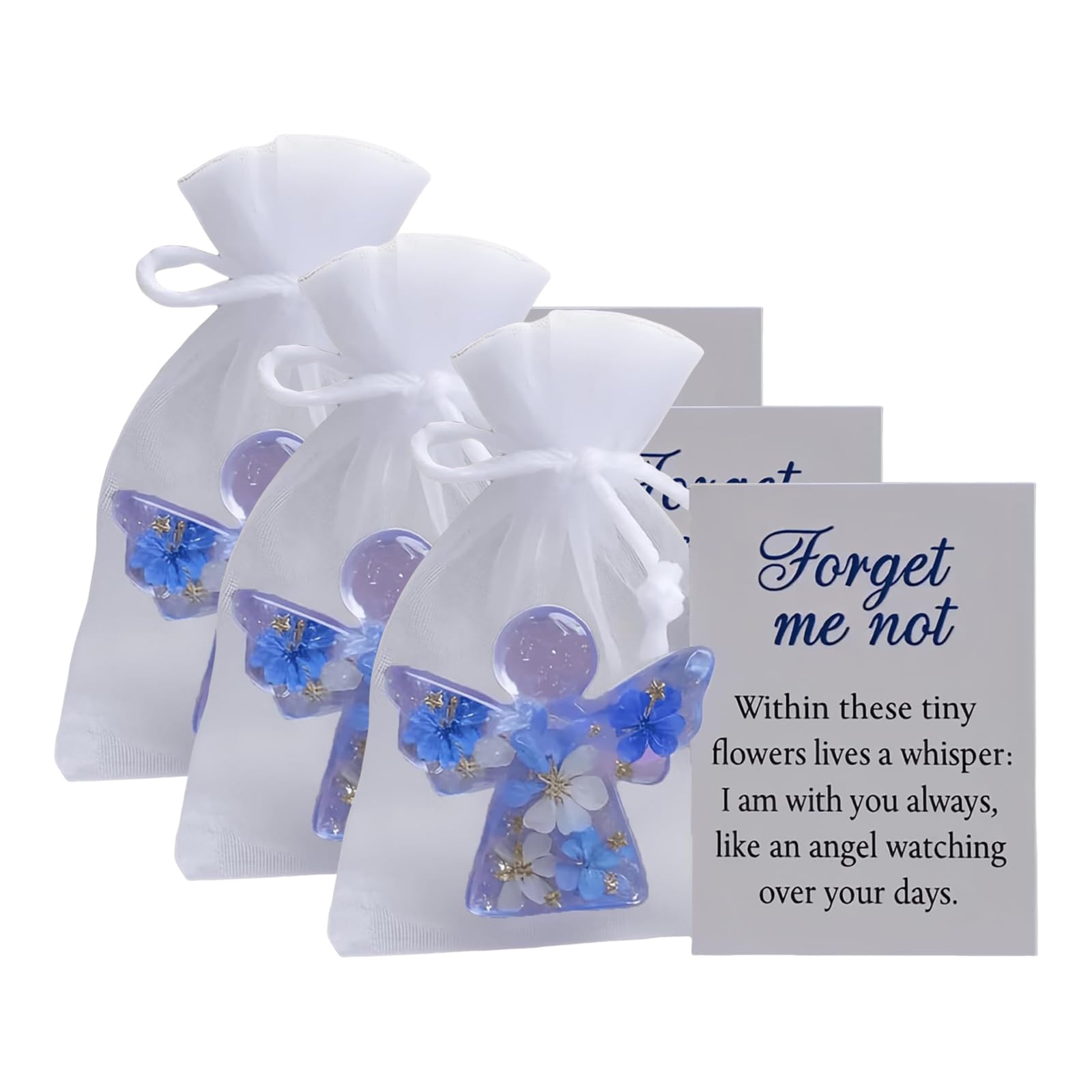 Forget Me Not Angel Gift,Angel Pocket Hug Keepsake with Warm Card,Inspirational Message Card,Memorial Comfort Keepsake Gift for Loved Ones (3PC)