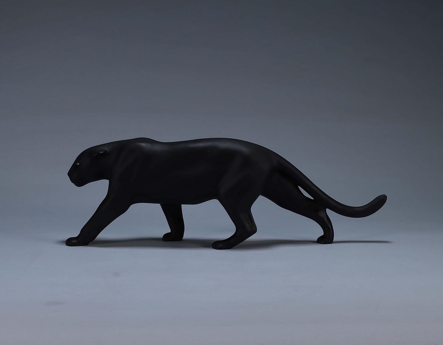 Panther, Jaguar Black by John Perry Sculpture 12 inches Long Eyes Painted.