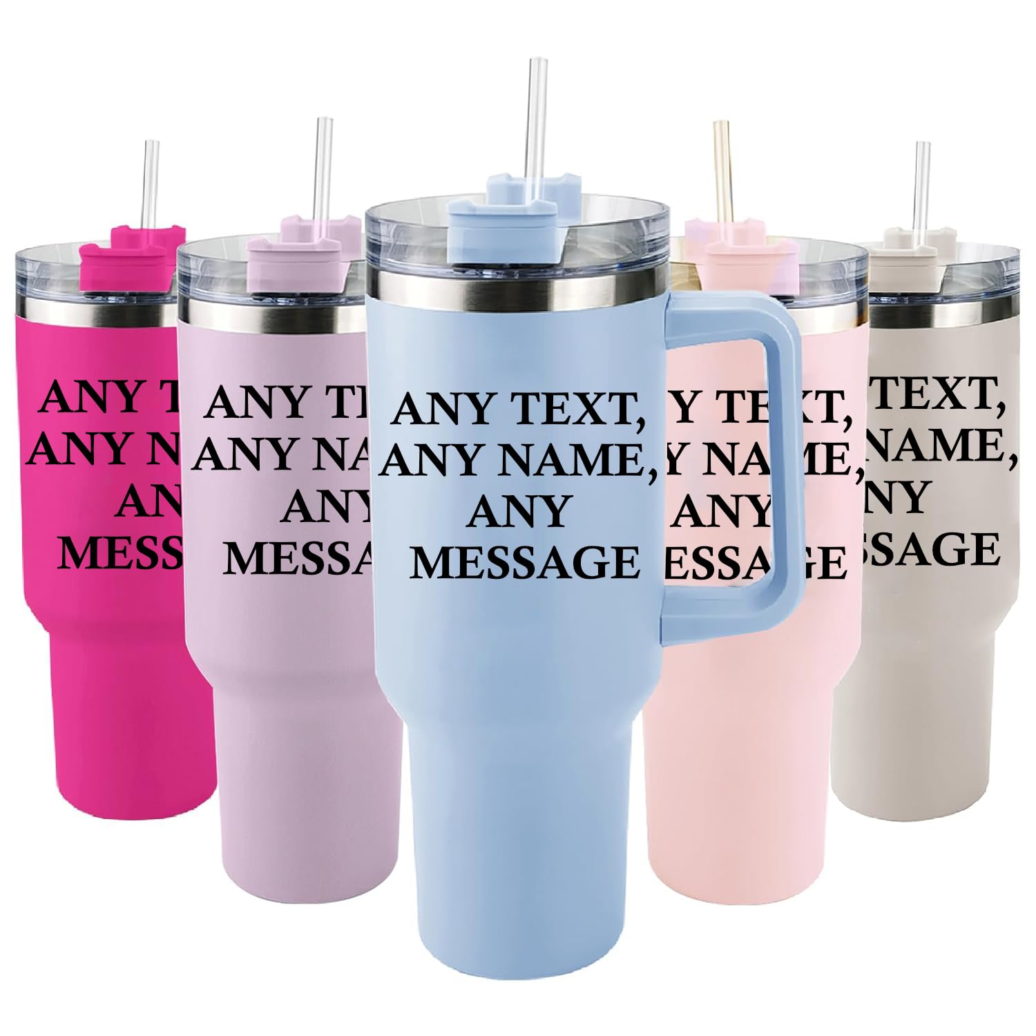 EKAM Personalised Tumbler with Handle and Straw, Customized 40oz/1135ml Insulated Stainless Steel Travel Coffee Cup with Name, Customise with Any Message and Font, Gift for Women Men,40oz Travel Mug