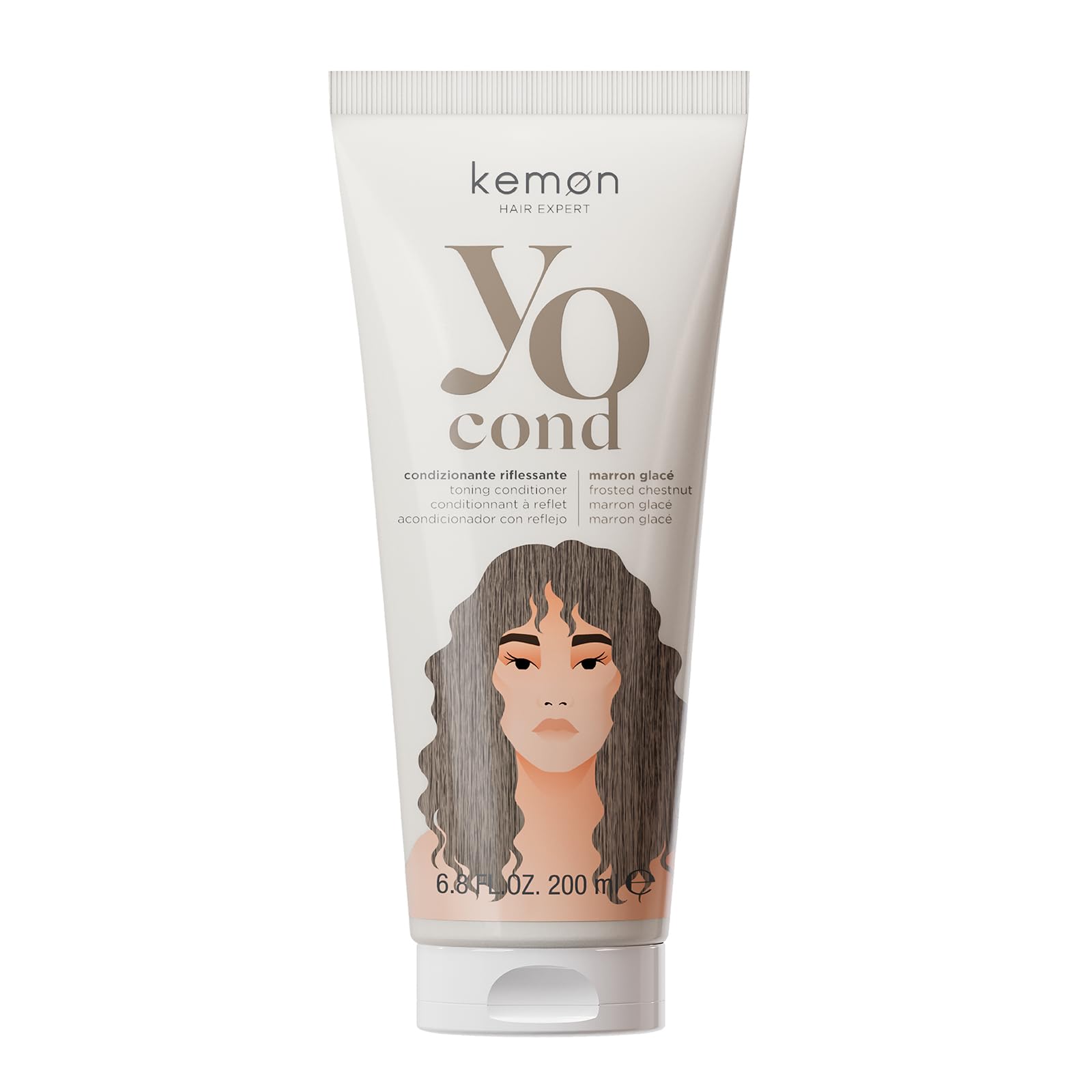 Kemon Yo Cond Marron Glacé - Maschera Riflessante Professionale con Formula YoVeg e Velian Complex, Nutre e Illumina i Capelli in 3 Minuti, 88% Ingredienti Naturali, 200 ml