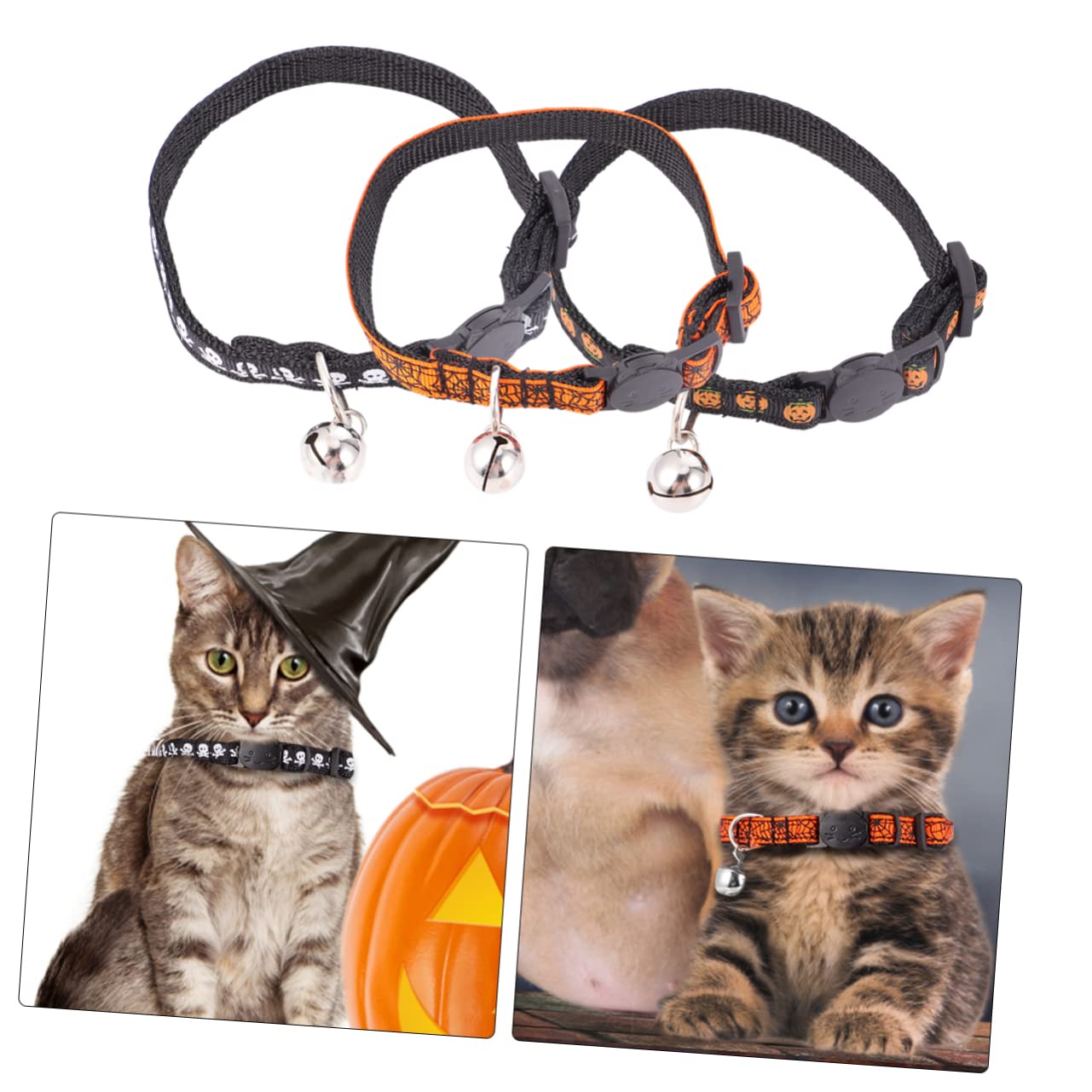 minkissy 3er-Set Halloween-katzenhalsband Mit Glöckchen Verstellbares Haustierhalsband Für Halloween Exquisites Handgefertigtes Design 3 Stück X 3