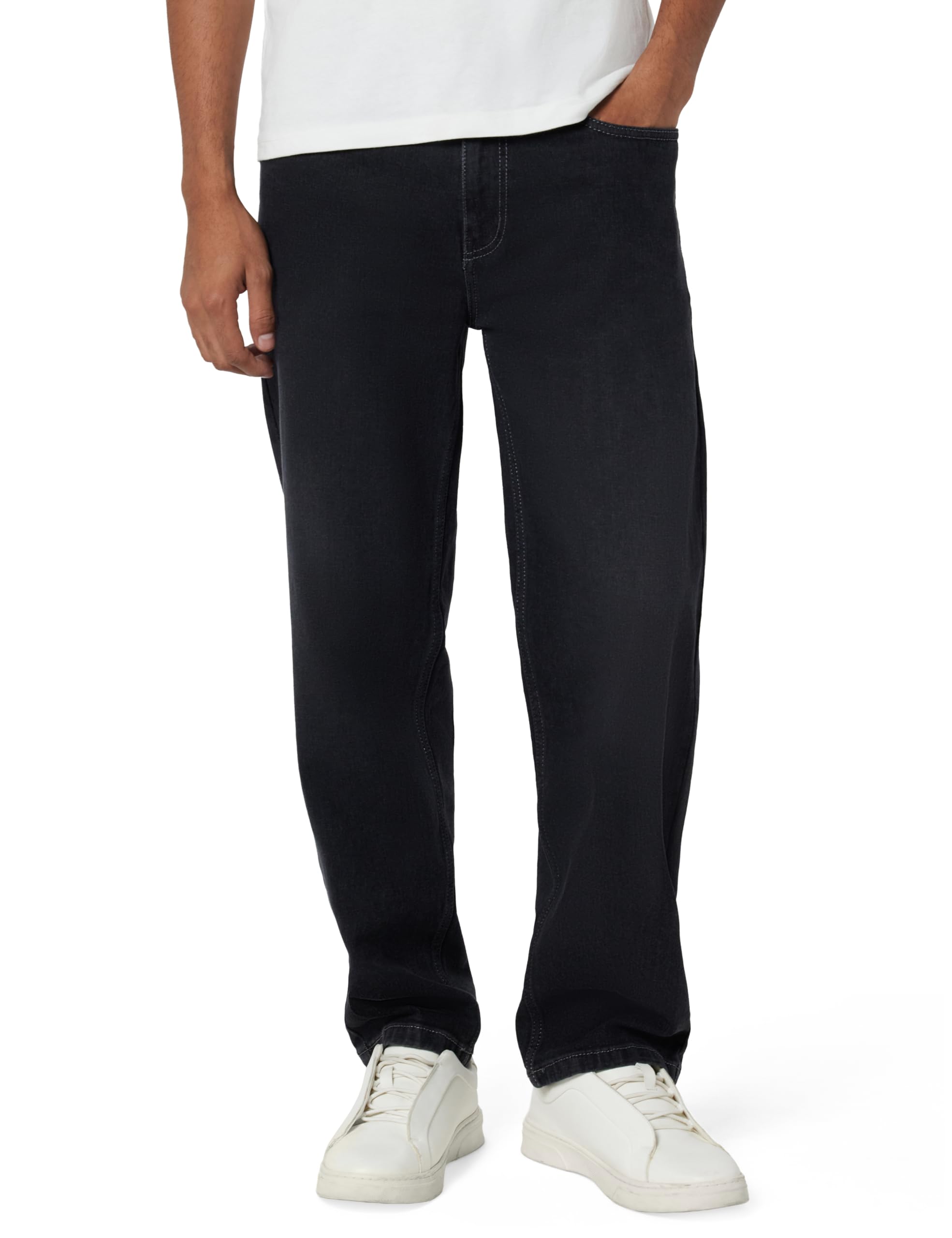 Baggy-Fit Denim: Ultramarine Men and Boys Zip Fly Charcoal Grey Washed Cotton Spandex Lightweight Durable Everyday Streetwear Baggy Fit Jeans-image-17