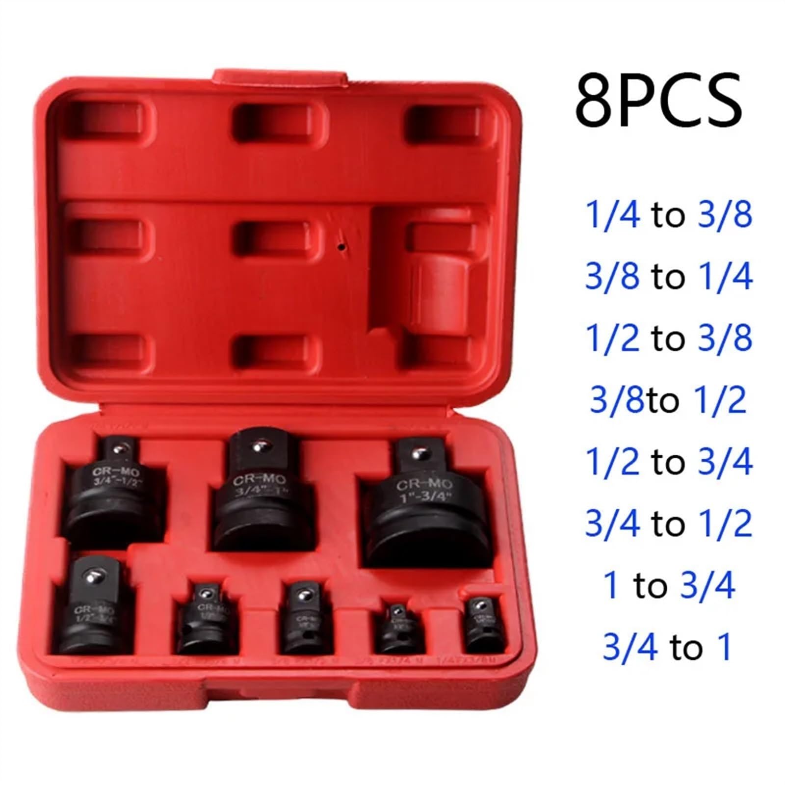 Adaptador De Toma De Impacto De Aire, 1/4 ", 3/8", 1/2 ", 3/4", 1 ", Adaptador Neumático Métrico, Juntas Convertidoras, Llave De Impacto De Trinquete (Size : 8pcs)