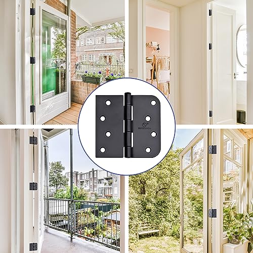 Door Hinge 4 Inch Interior Door Hinges Oil Rubbed Bronze Black 4 Inch Interior Hinges Flat Iron Hinge 4"x 4" Door Hardware 5/8" Radius - 12 Pieces by SORGMACH - Image 6