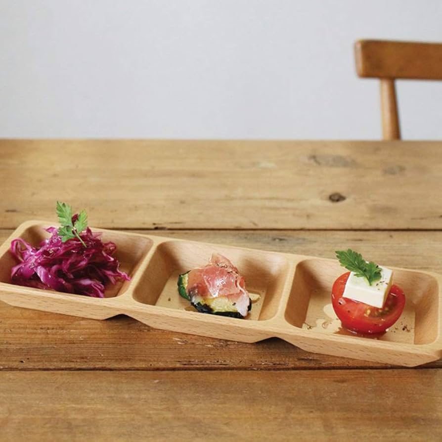 【専用】木製円形プレート 仕切り付き 3つ Amazon | 丸十 木製 食器 プレート 長角 3つ 仕切り ブナ お皿