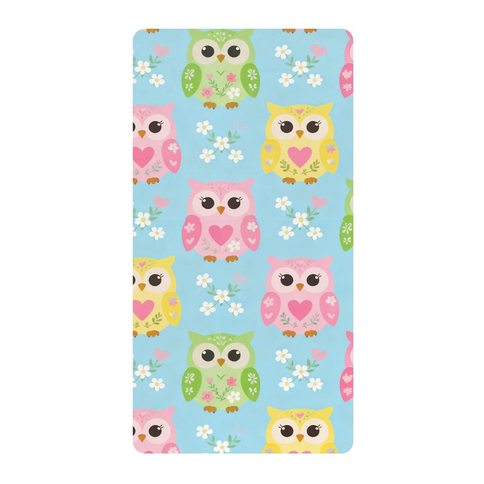 Drap housse bébé en coton extensible hibou et fleurs pour lit de berceau de chambre d'enfant