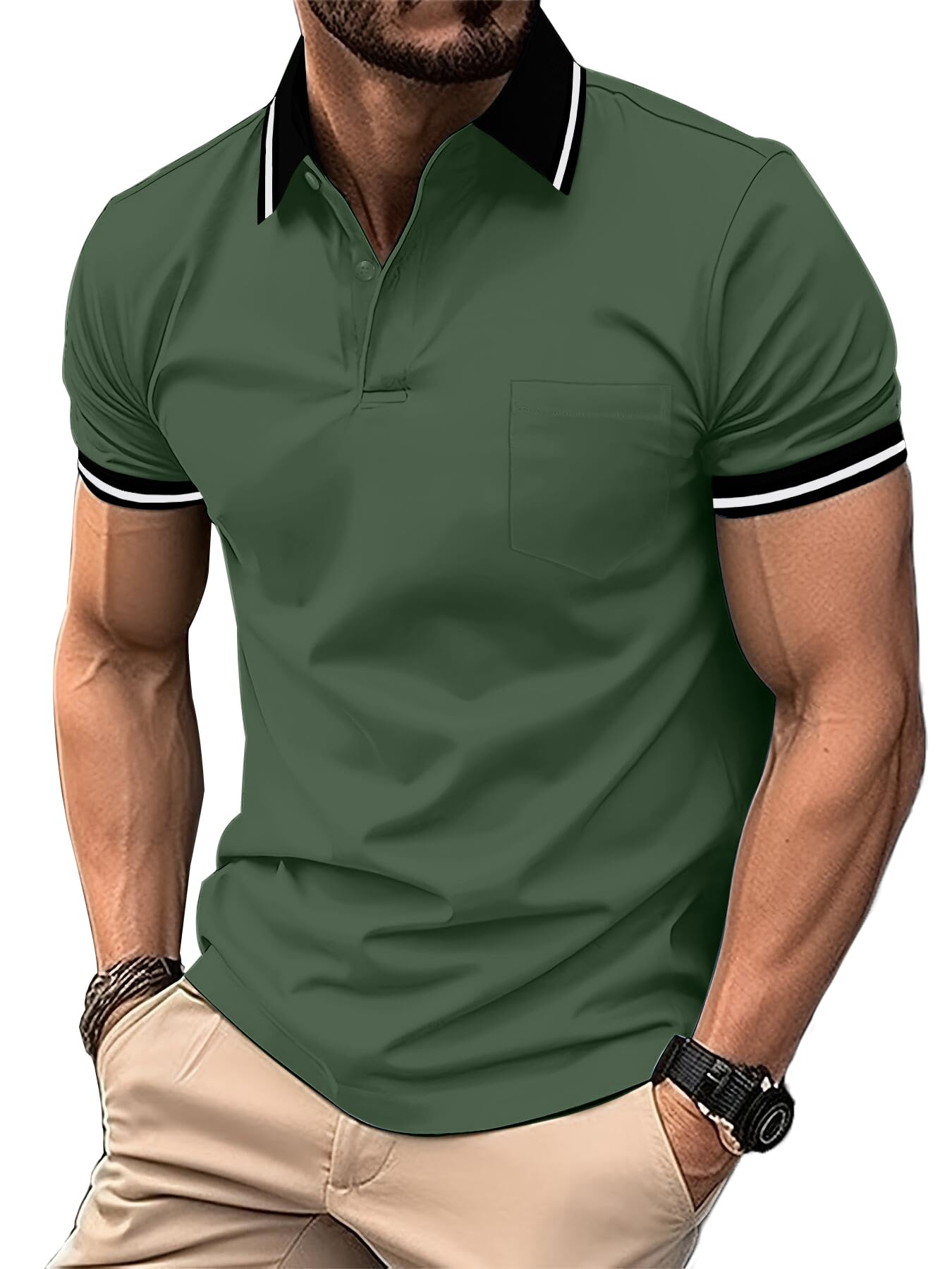 ZITY Polo Uomo Manica Corta Golf Maglietta Traspirante T Shirt Estiva Casual Polo Shirt Sportiva Magliette