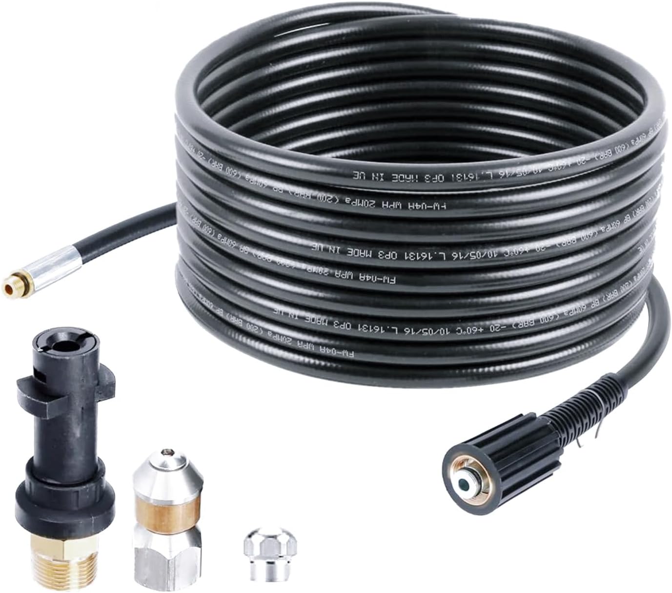 Generic sewer drain cleaning hose cleaner for Kärcher K2 K3 K4 K5 K6 K7 pressure washer pipe unblocking hose with adapter (15M)