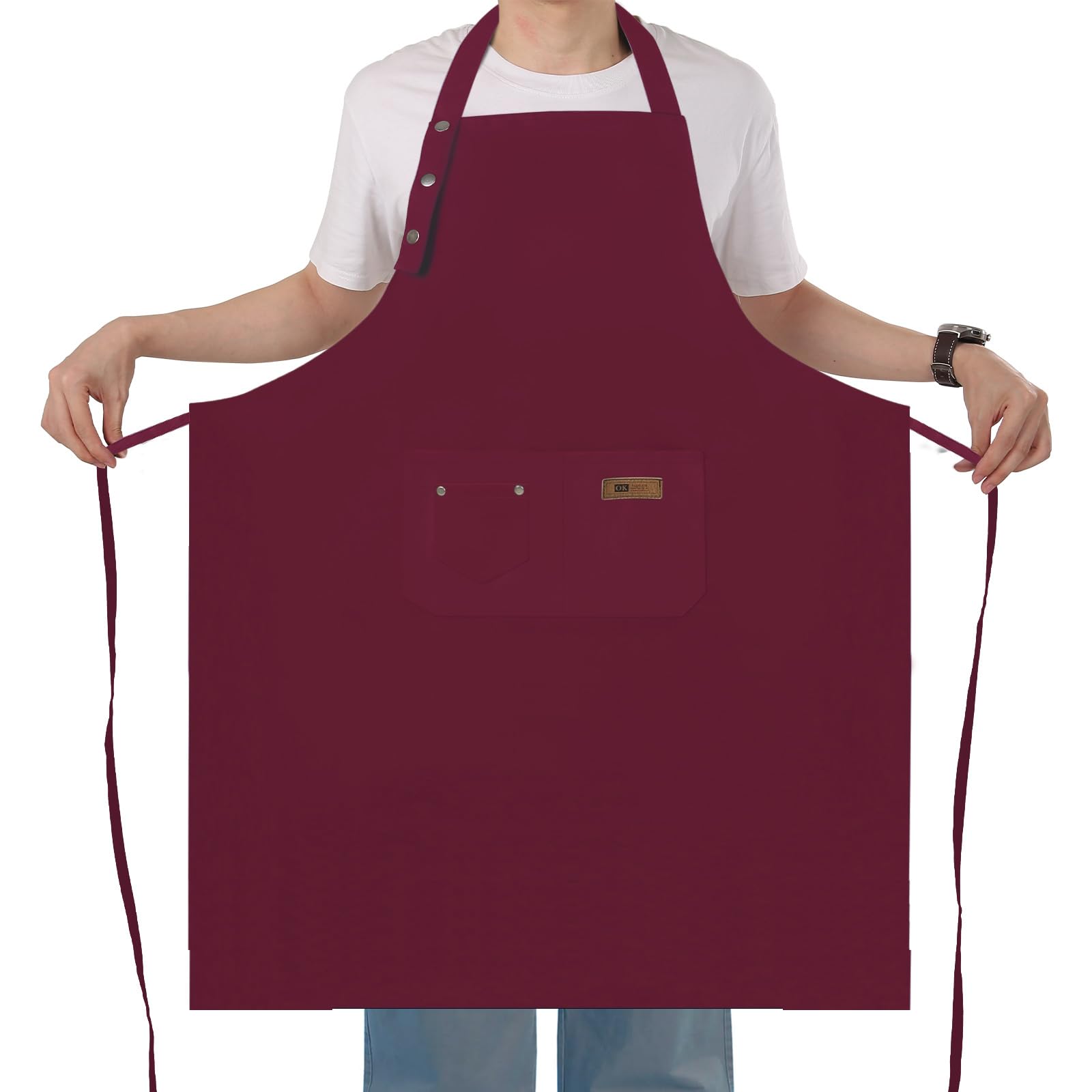 Yuubin Extra Large Aprons for Men Adjustable Button Apron with Pockets Chef Cooking Kitchen Aprons Women,Water&Oil Resistant