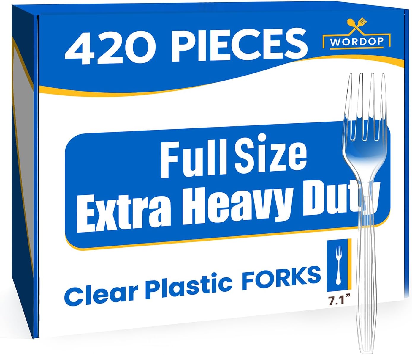 Extra Heavy Duty Plastic Silverware Set – Heat Resistant & BPA Free Disposable Silverware Cutlery Include Forks, Spoons Premium Plastic Utensils for Parties & Events (Clear, 240 Forks-180 Spoons)