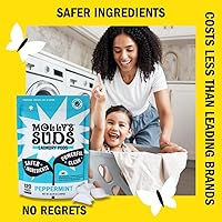Vista 3 de Molly's Suds Cápsulas de detergente para ropa Detergente limpio para pieles sensibles Ultra concentrado y combate las manchas Menta - 120