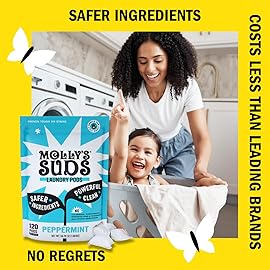 Molly\'s Suds Laundry Detergent Pods | Clean Detergent for Sensitive Skin | Ultra Concentrated and Stain Fighting | Peppermint - 120 Count (Value Pack)