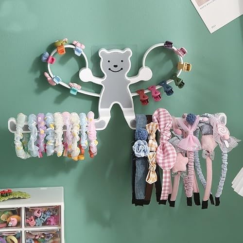 LAKYMIE Schmuckhalter Haarbänderhalter Organizer Haarreifen Haargummi Aufbewahrung Organizer Bär Wandmontage Haarschmuck Organizer Halter