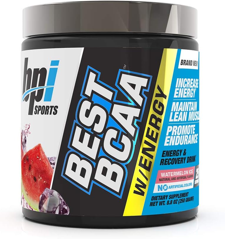 BPI Sports Best BCAA with Energy - Healthy BCAA Powder - Improved Performance - Lean Muscle Building - Accelerated Recovery - Proprietary Energy Blend - Watermelon Ice - 25 Servings - 8.8 oz.