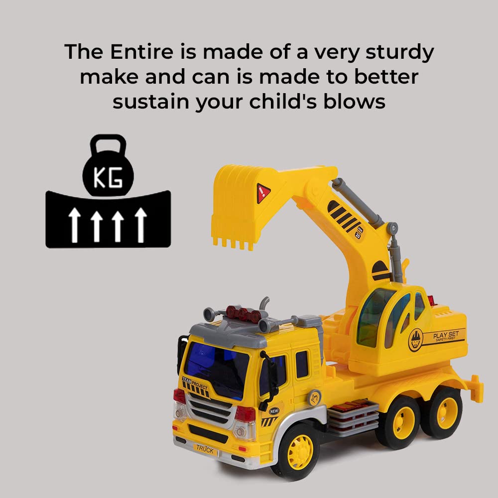 FRATELLI Big Size Exclusive Toys for Kids|Boys|Girls with Lights and Music (Excavator Truck, Friction Power Toy Trucks) Red 1