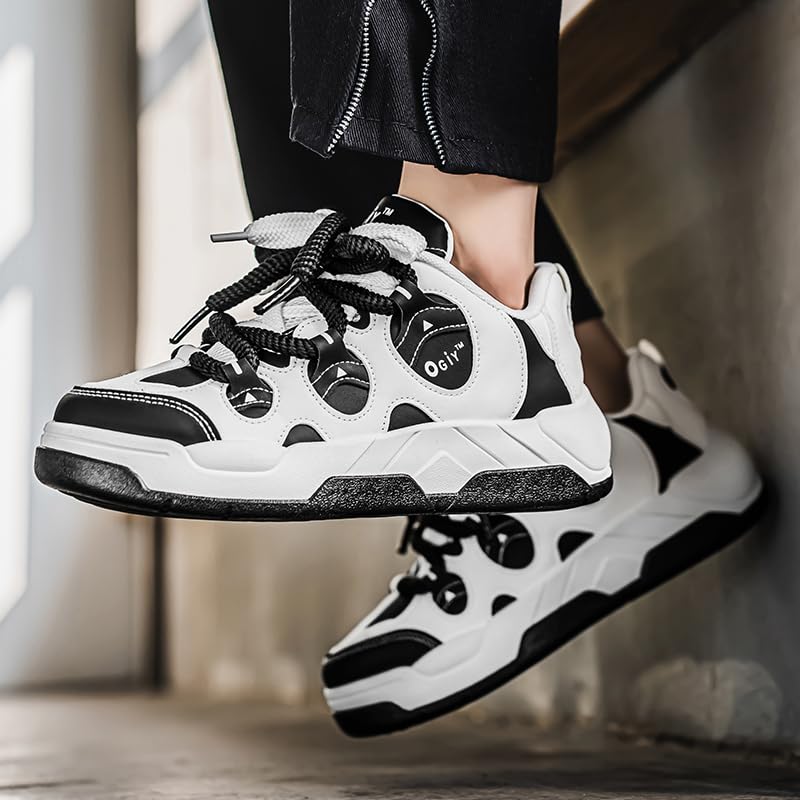 Men's Fashion Street Style Thick Soled Skateboard Shoes, Comfortable Non-Slip Durable Lace-up Sneakers, Suitable for Men's Outdoor Activities for All Seasons Shoes Size 6.5-104