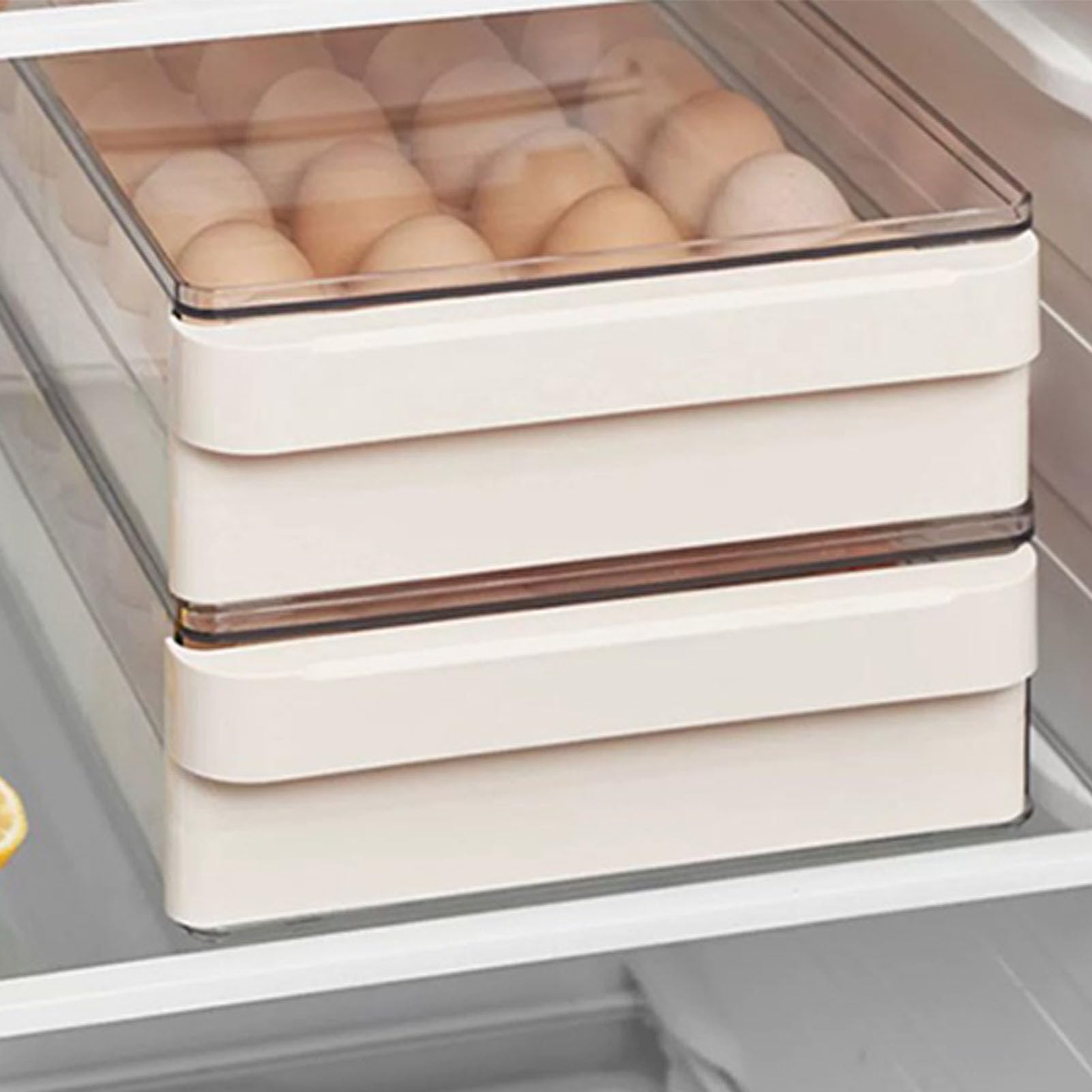 MINGZHE Caja de Almacenamiento de Huevos, Diseño de Cajón, Soporte para 48 Huevos, Organizador de Refrigerador de Plástico, Bandeja para Huevos, Contenedor de Almacenamiento de Huevos, Organizador Par