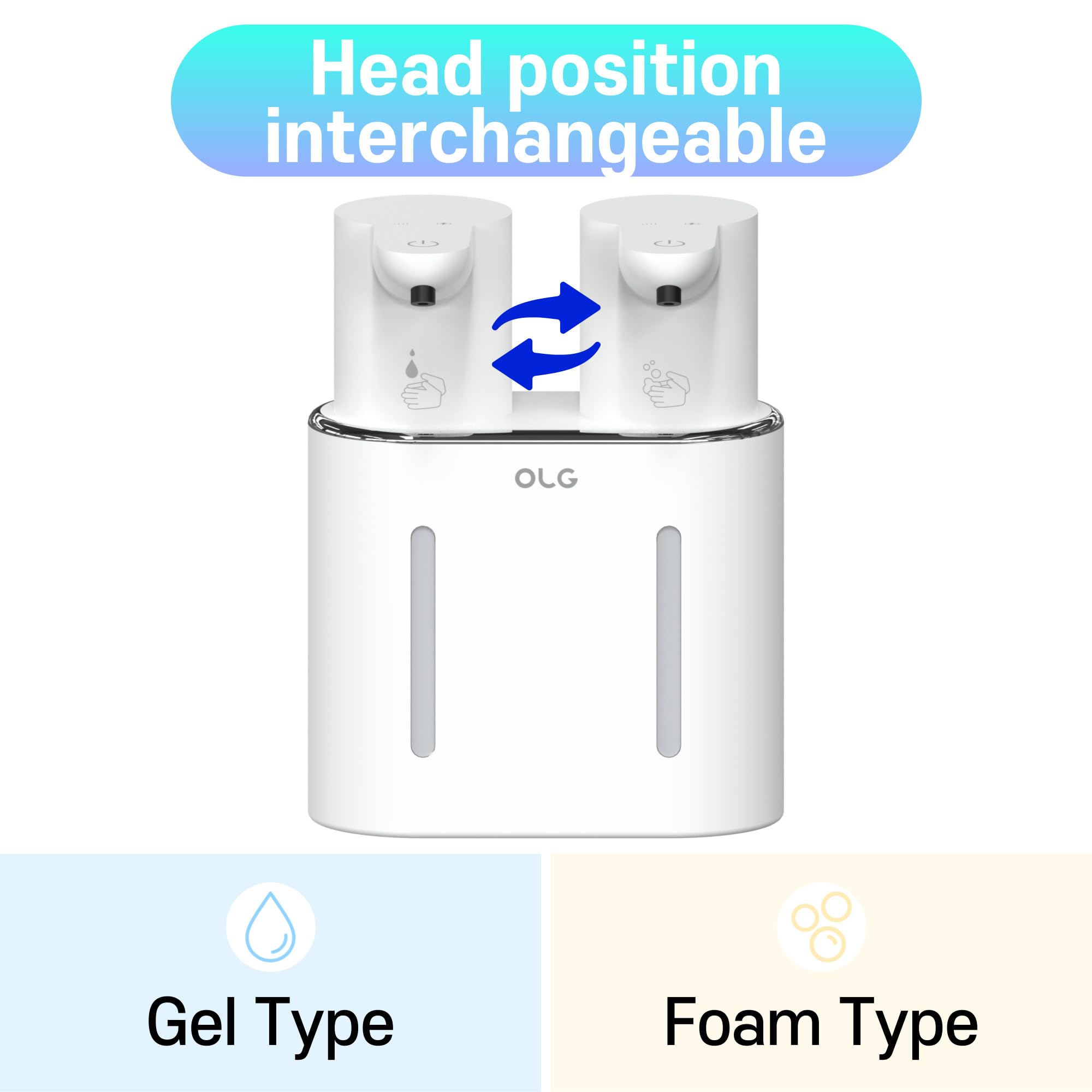 OLG Dispensador de jabón sin contacto, mano automática, doble tanque, 798.5 ml, detergente para platos, cocina, baño, espuma y líquido