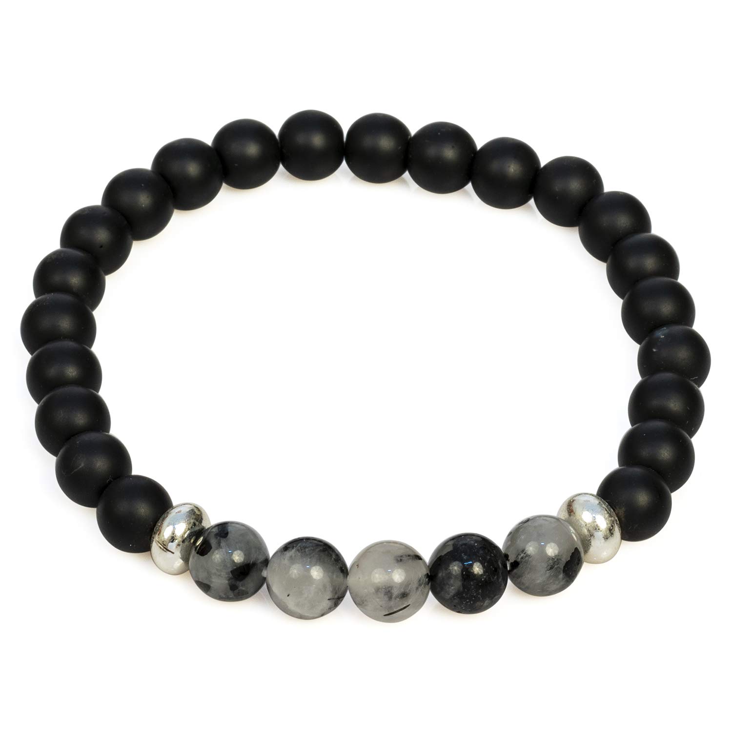 Spiritual Gift Items Chakra Balancing Tourmalinated Quartz Beads 8mm and Black Obsidian Real Crystals Stone Negative Energy Protection Bracelet for Men Women