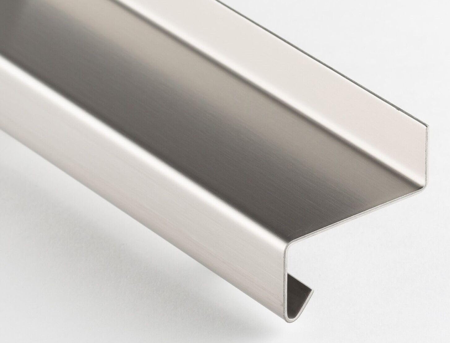 Fensterbank Tropfblech Edelstahl gebürstet Abschluss 5° 1mm VA T=50-400mm Länge 500mm, 750mm, 1000mm, 1500mm oder 2000mm (Tropfblech 1mm Edelstahl 2000mm, 15/40/90/25)