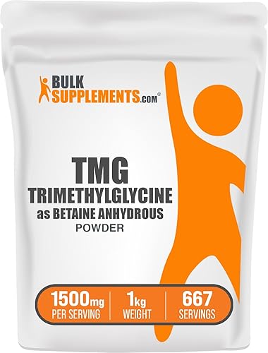 Miniatura 1 de BulkSupplements.com Polvo de trimetilglicina anhidra de betaína (TMG) - Suplementos de glicina - Suplementos de TMG - Suplementos de vesícula biliar