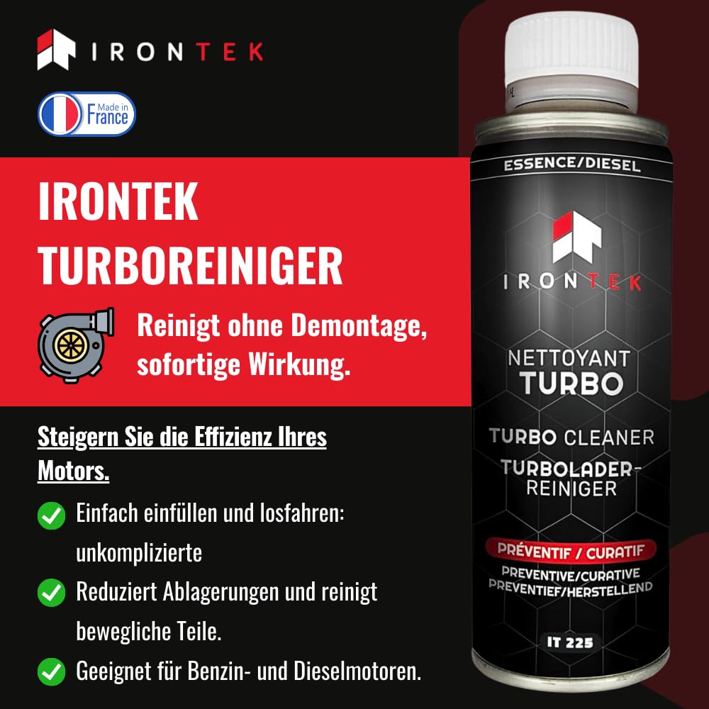 Turboreiniger Diesel Benzin 300ml - IRONTEK | IT225 | Ohne Demontage | Profi Effizienz