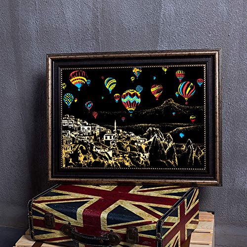 Scratch Paper Rainbow Painting Sketch Pads Diy Art Craft Night View Scratchboard For Adults And Kids - 4 Packs, 16 X 11.2 Inches #TOP5