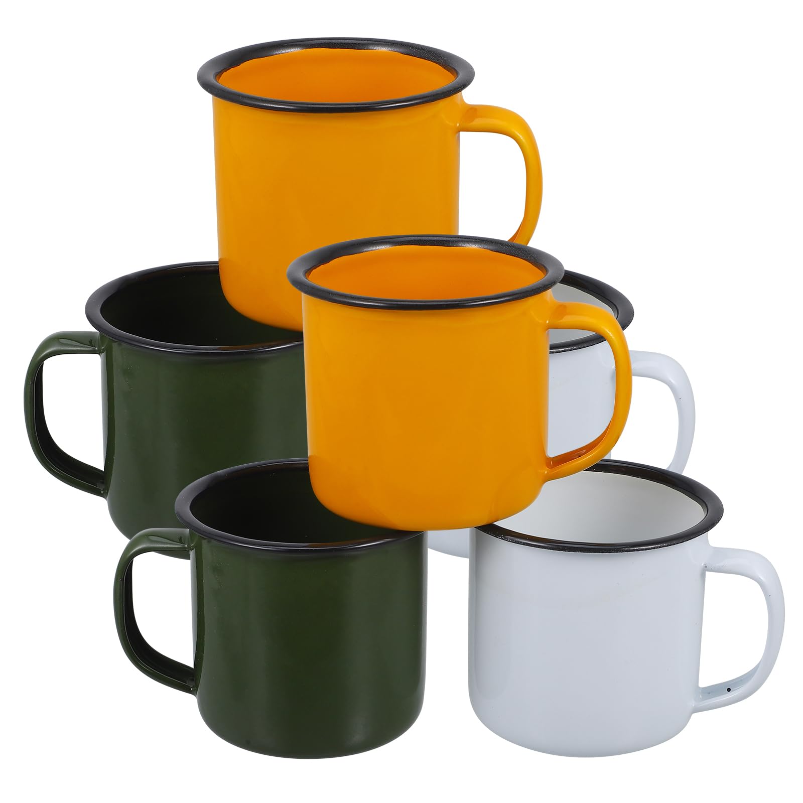 BESTonZON Juego de 6 tazas de esmalte, tazas de café, tazas de café con asa para exterior/camping y regalo (color aleatorio)