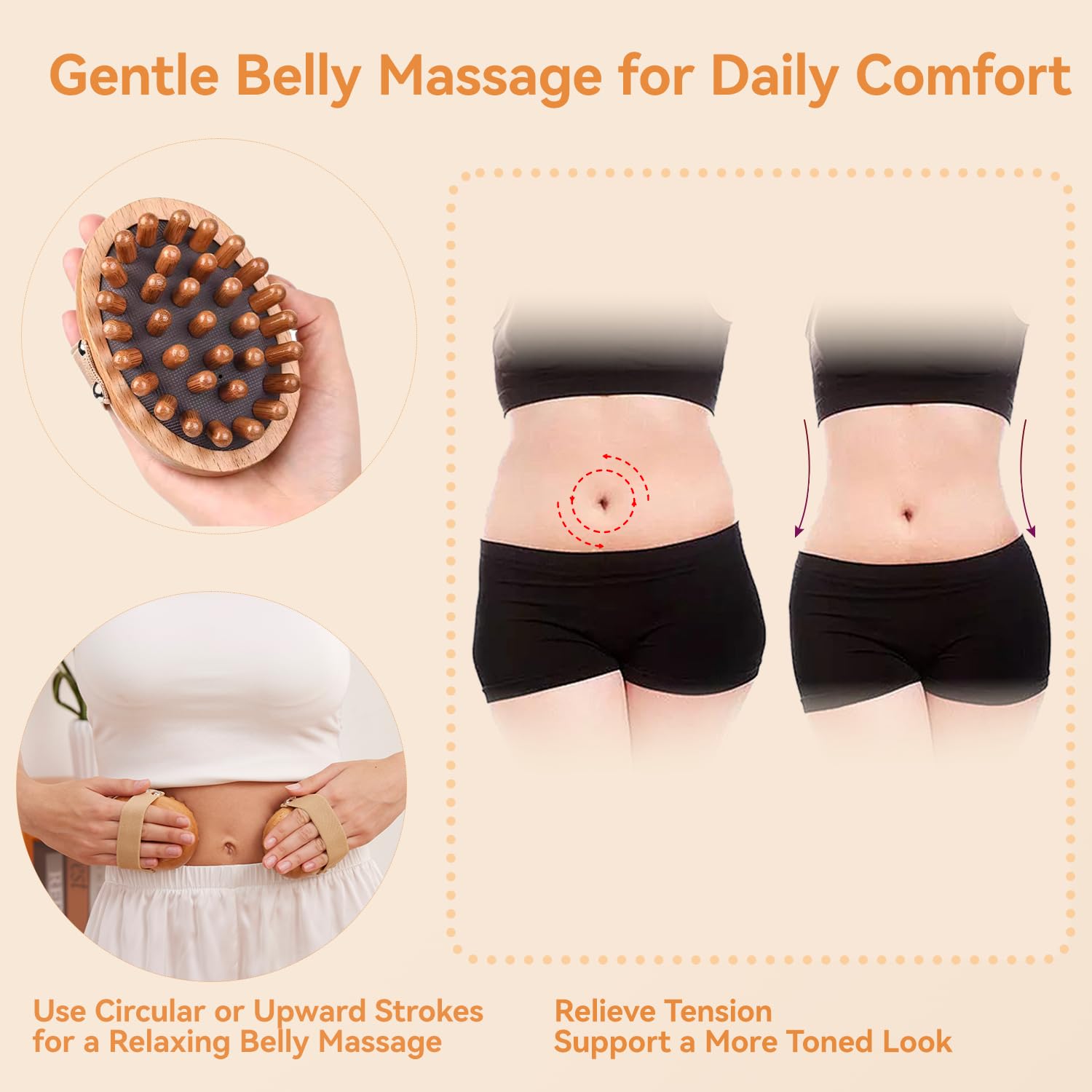 Meridian-Bürste für Bauch: Selbstpflege, Meridian-Bürste für Bauchfett, Holztherapie-Massagewerkzeuge, Massagebürste, Holztherapiewerkzeuge, Guasa, Guasha-Bürste, 2 Stück