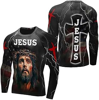 Premium Lion Compression Shirt Men Super Lightweight Long Sleeve with UPF 50+ Base Layer, BJJ Rash Guards