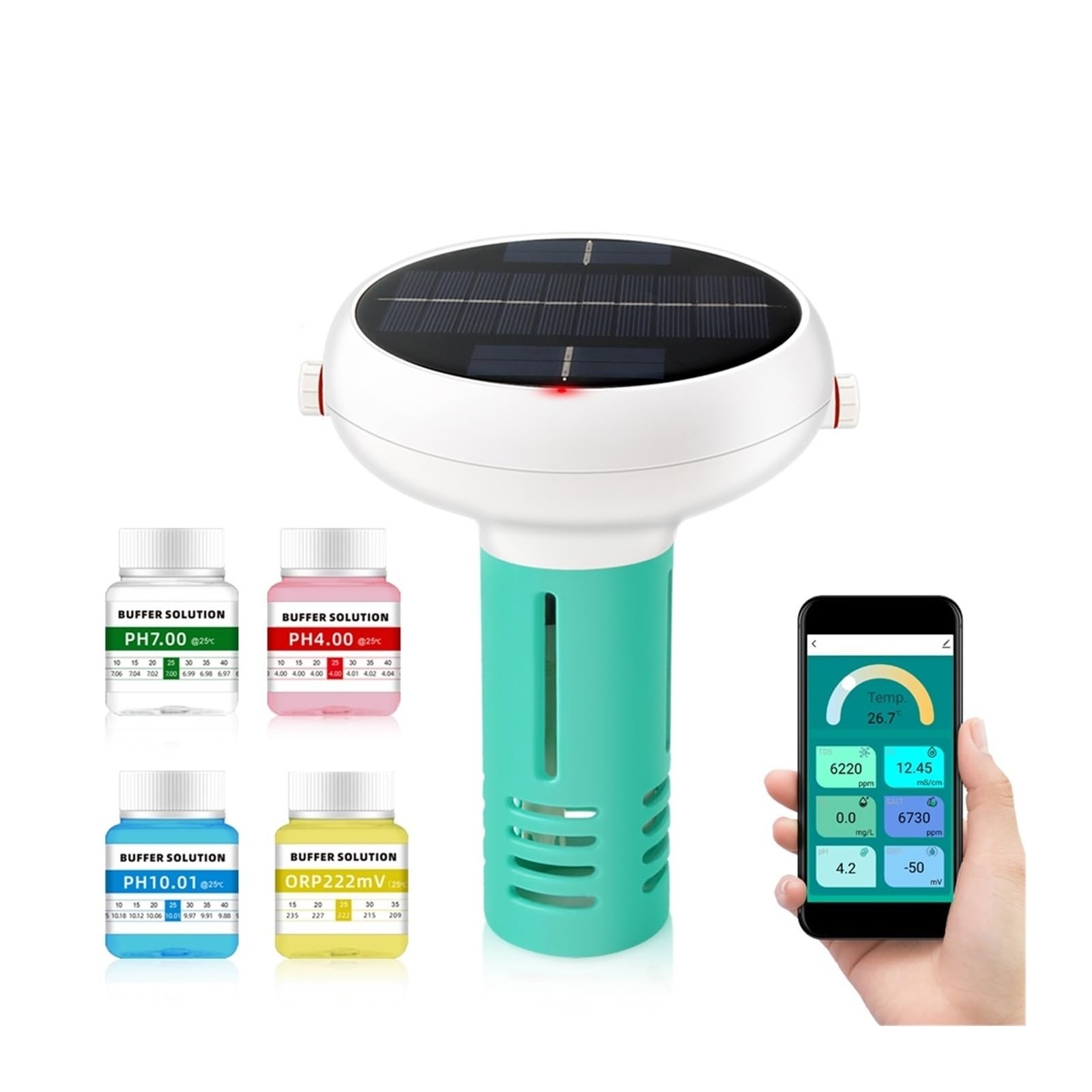 Tester TDS per Acqua, Misuratore di Cloro 7 in 1 PH ORP EC TDS Salinità Temp CL Acqua salata Ppm Tester App Monitor di Controllo for Piscina Spa Test per Acqua Potabile(No Gateway)