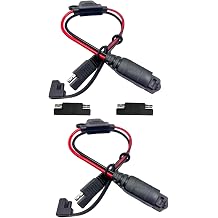 2Pcs SAE Extension Cord Compatible with NOCO Genius Smart Battery Chargers,14AWG 1FT Duty Cable with 20A Fuse, Waterproof SAE Connector for Motorcycle/UTV/ATV/Auto/Car