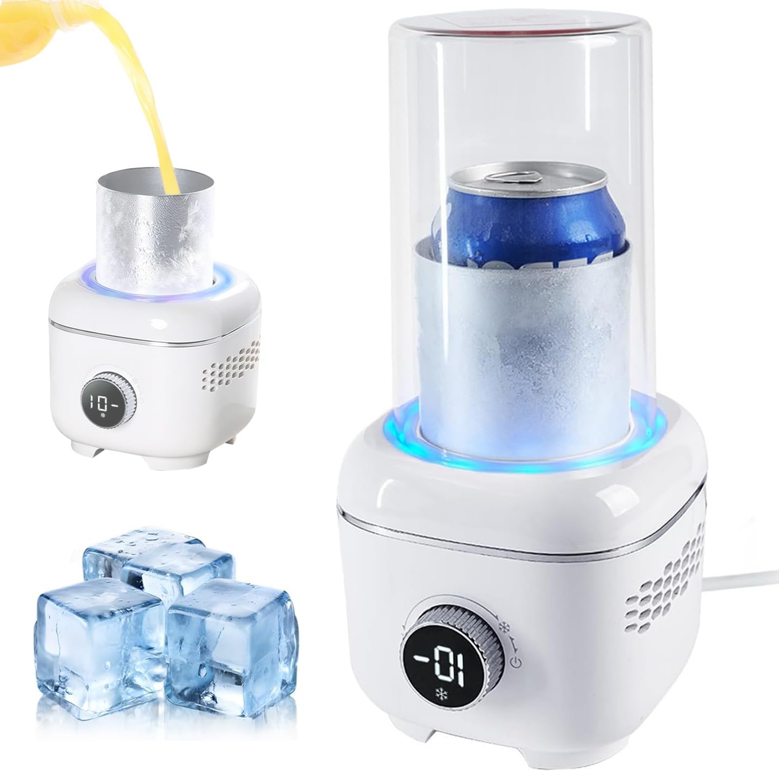 Tazza Refrigerante per Bevande, Tazza Elettrica Refrigerante da 300Ml con Copertura Isolante e Modalità Doppia Caldo e Freddo, Controllo della Temperatura con Manopola da -1 a 70°C, Display Digitale