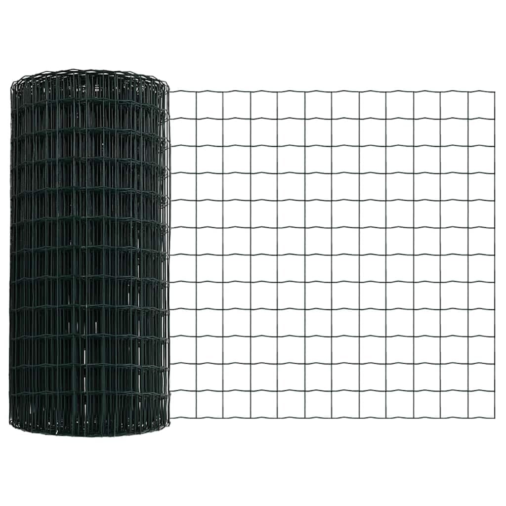 Set di recinzione da giardino, 250 x 0,6 m, verde, in acciaio e PVC, design moderno, robusto, per giardino, terrazza, balcone e vimini, include 11 pali e materiale di fissaggio, per esterni