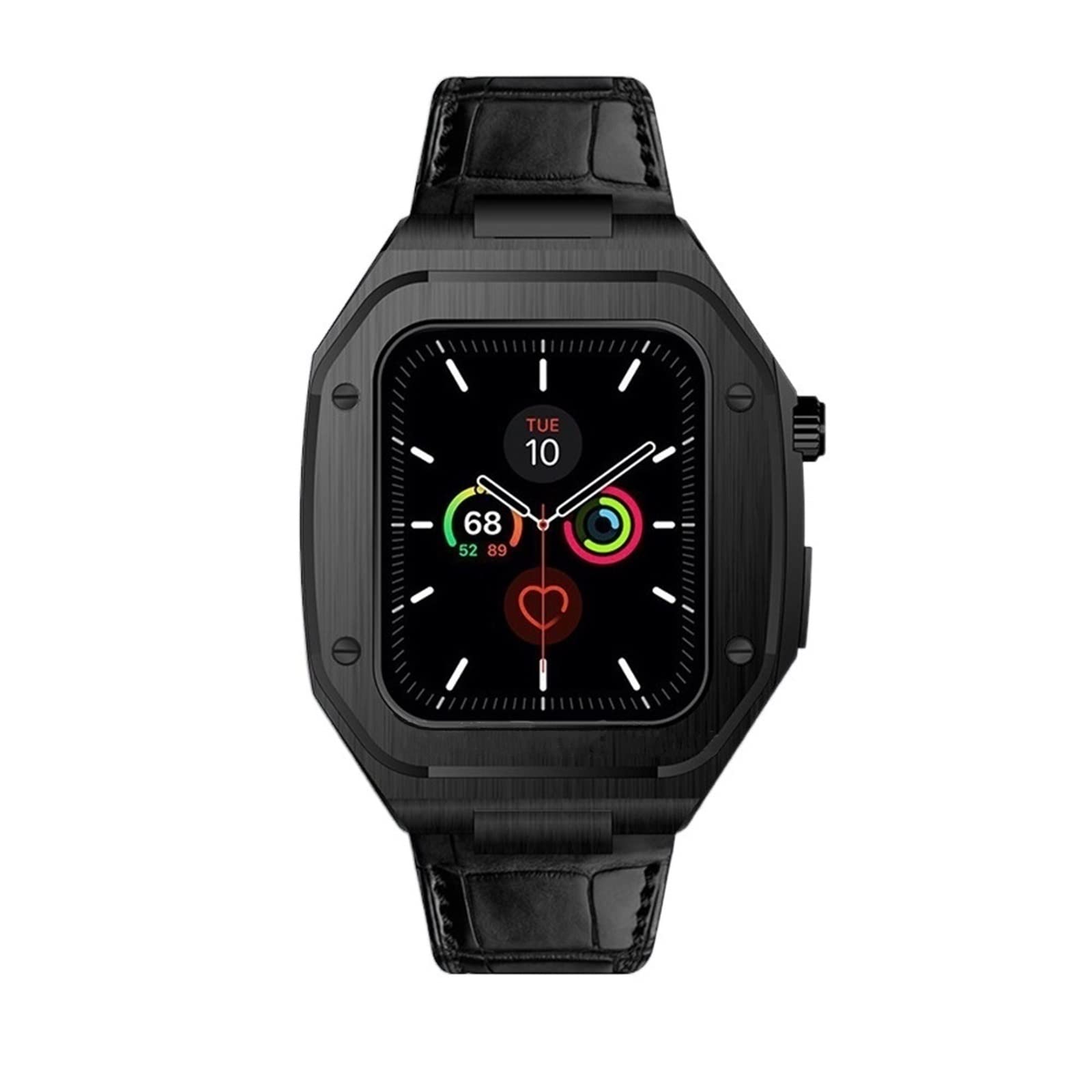 Kit de modification de bracelet en cuir de rechange pour Apple Watch 44 mm 45 mm, bracelet en métal pour iWatch Series 8 7 SE 6 5 4, 44mm For 6/5/4/SE, Agate
