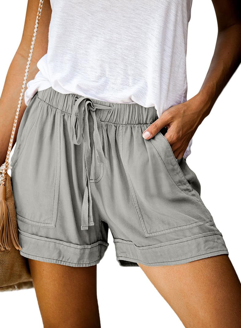 YOCUR Womens Casual Shorts,Lightweight Trendy Comfy Cute Drawstring Shorts