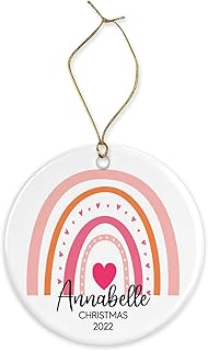 Personalised Christmas ornament, Boho Rainbow ornament, Boho Rainbow Design, Customised Christmas ornament, Custom name ornament, mdf and ceramic ornament, family gift (Mdf)